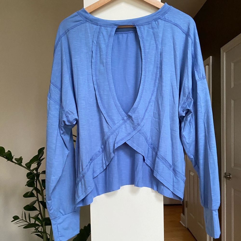 NEW Women's Backless Loose Tops Long Sleeve Workout Tops